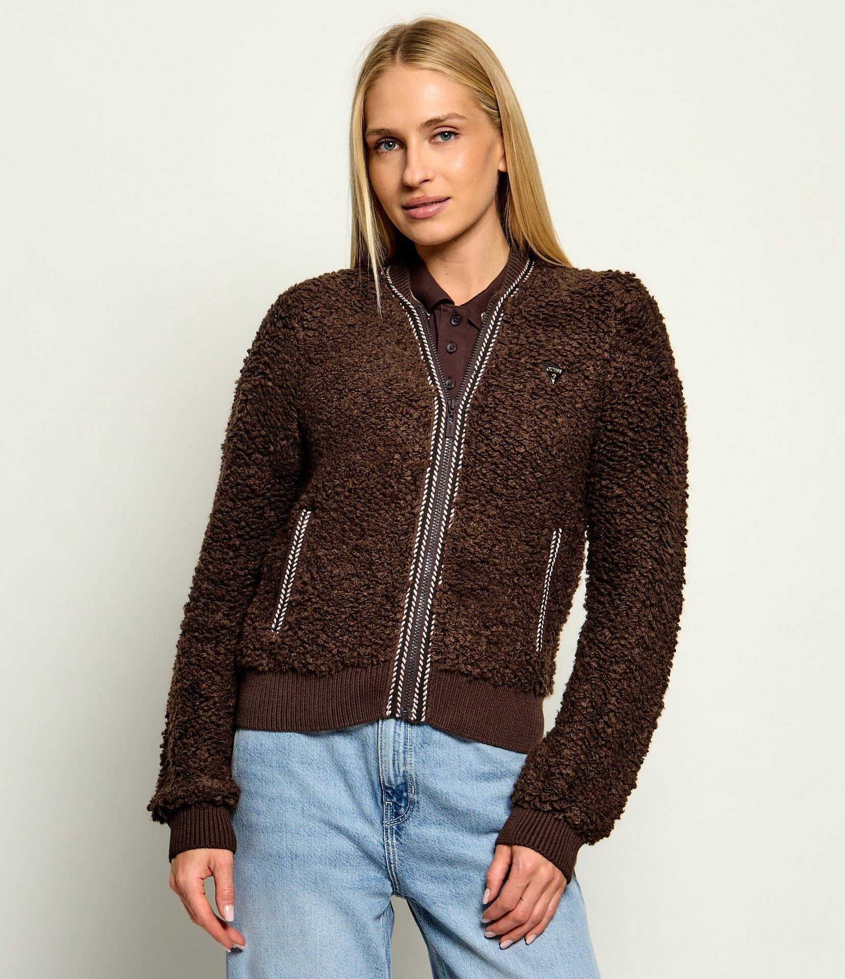 GUESS ACTIVE Polarowa kurtka bomber Emma Regular Fit z dodatkiem wełny