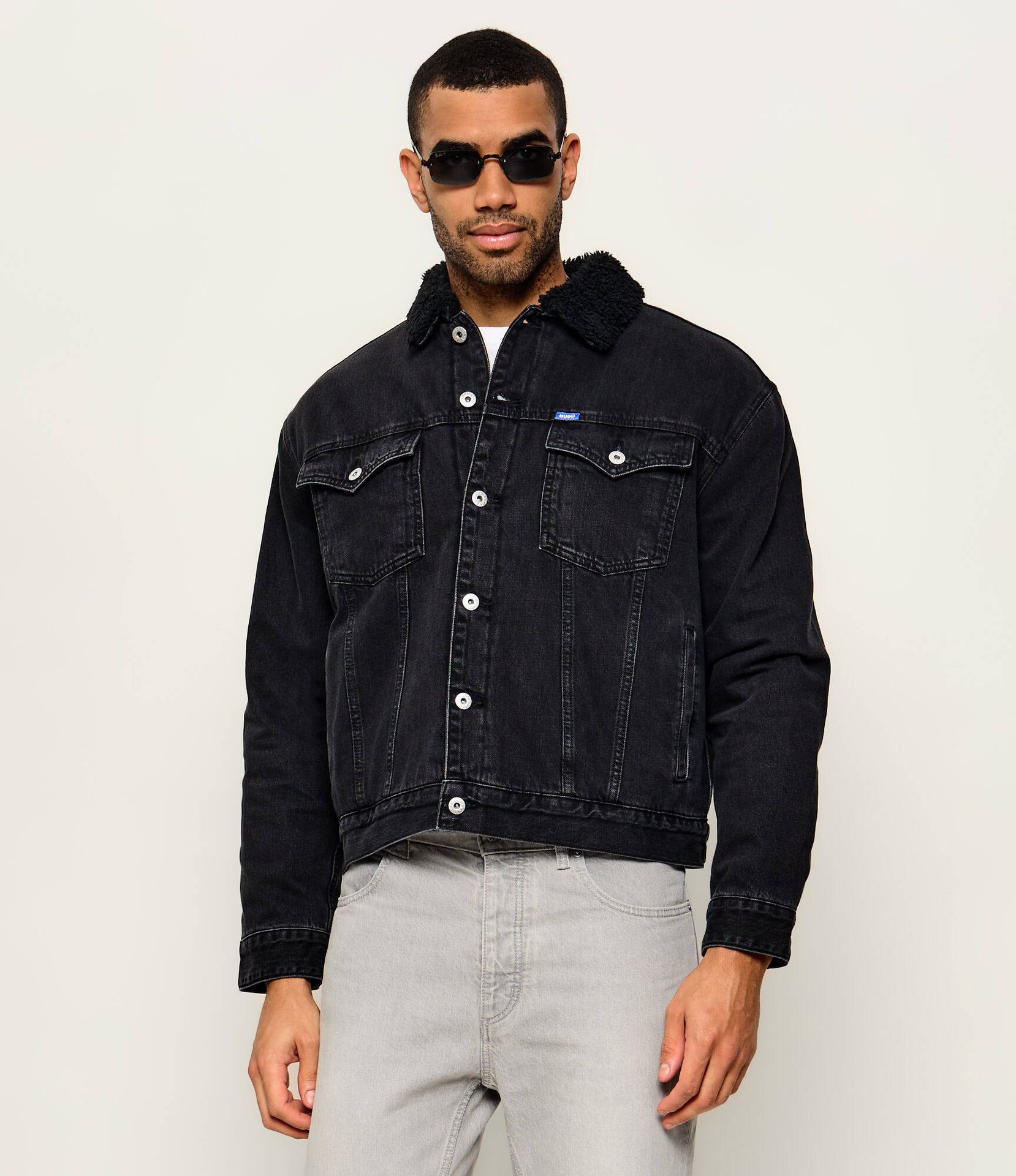 Hugo Blue Kurtka jeansowa Dex/1 Regular Fit shearling