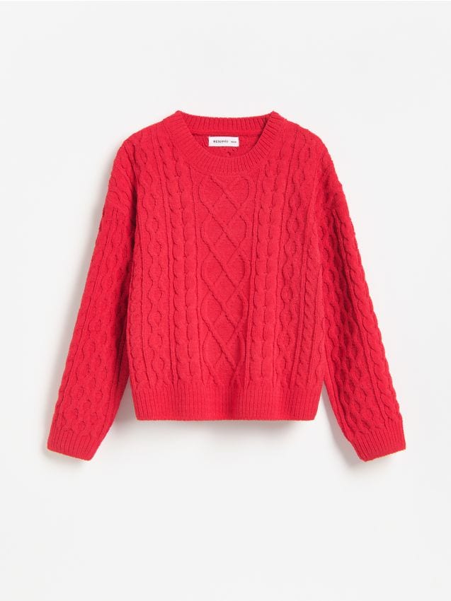 Reserved - Strukturalny sweter - czerwony