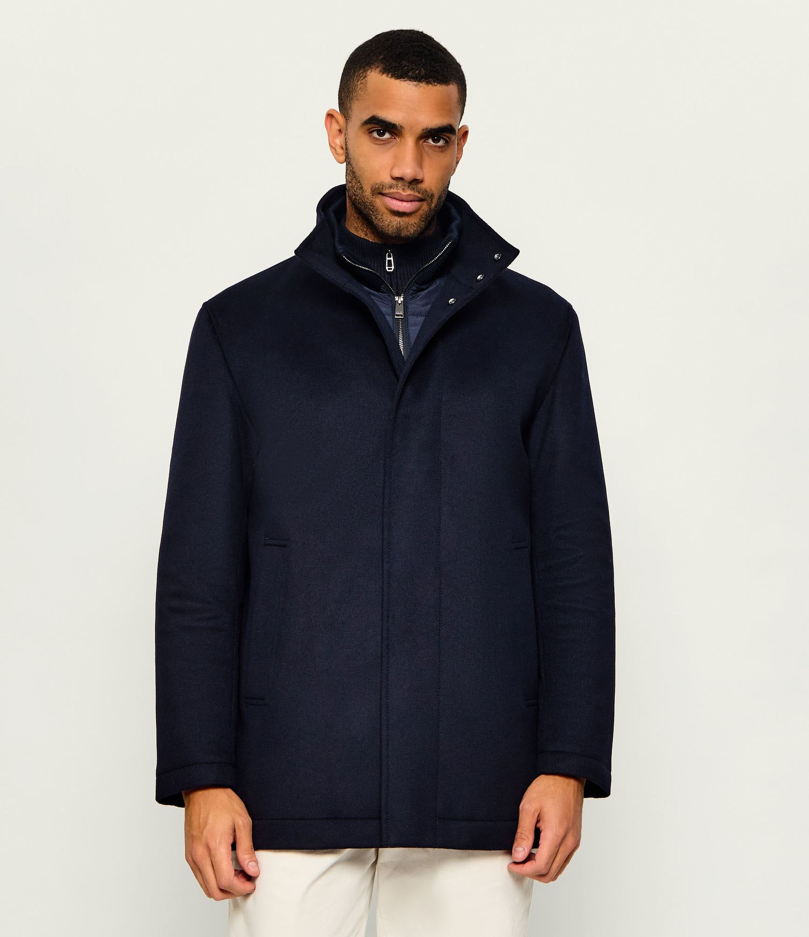 BOSS BLACK Wełniany płaszcz 2w1 H-Coxtan-Bib-264 z dodatkiem kaszmiru