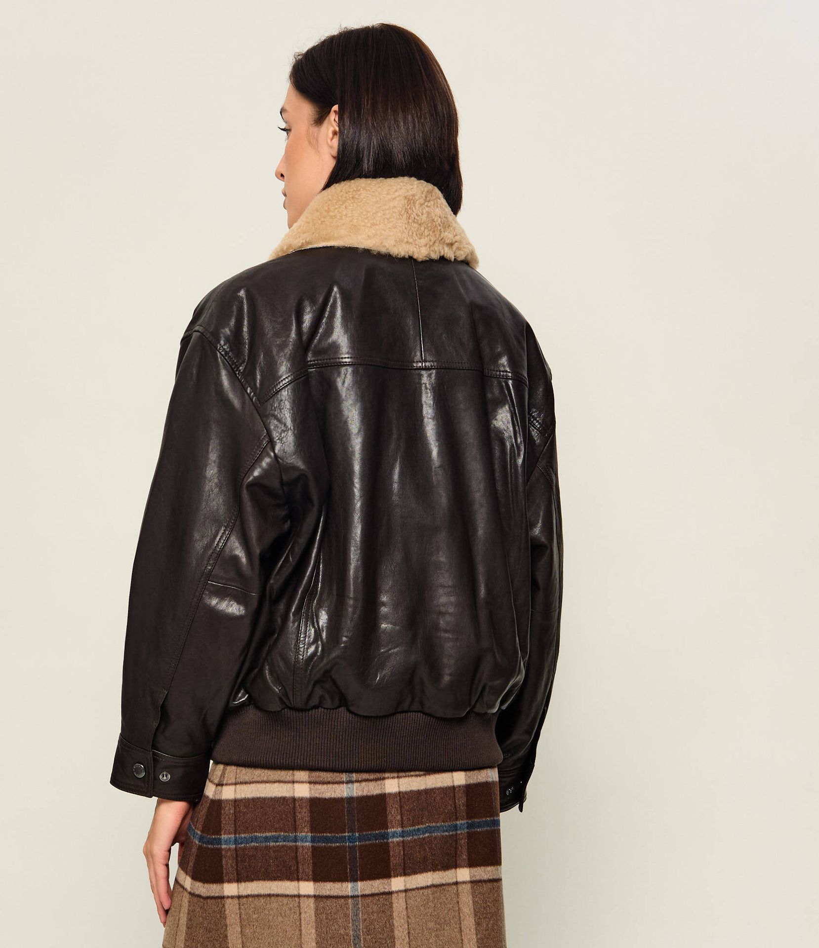 Weekend MaxMara Skórzana kurtka Wkdcalata| shearling Loose fit z dodatkiem wełny
