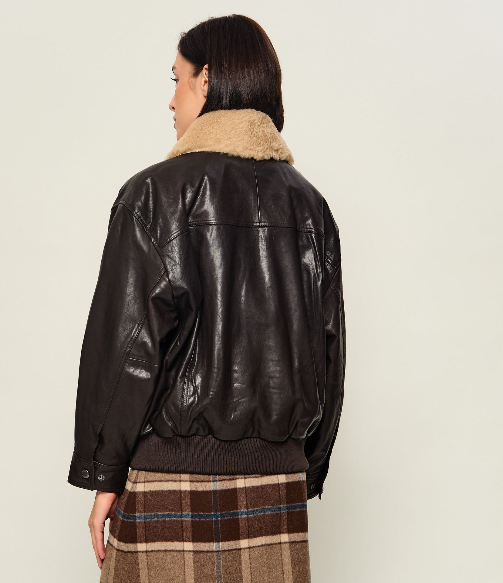 Weekend MaxMara Skórzana kurtka Wkdcalata| shearling Loose fit z dodatkiem wełny