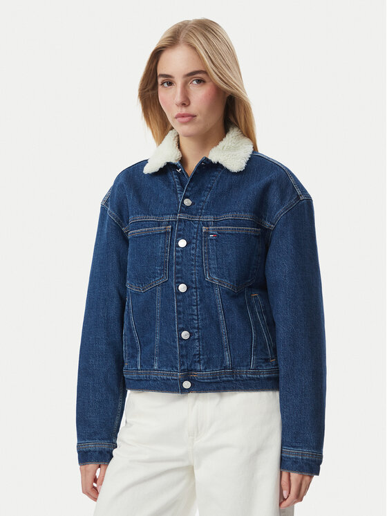 Tommy Jeans Kurtka jeansowa Archive Teddy DW0DW23519 Niebieski Regular Fit