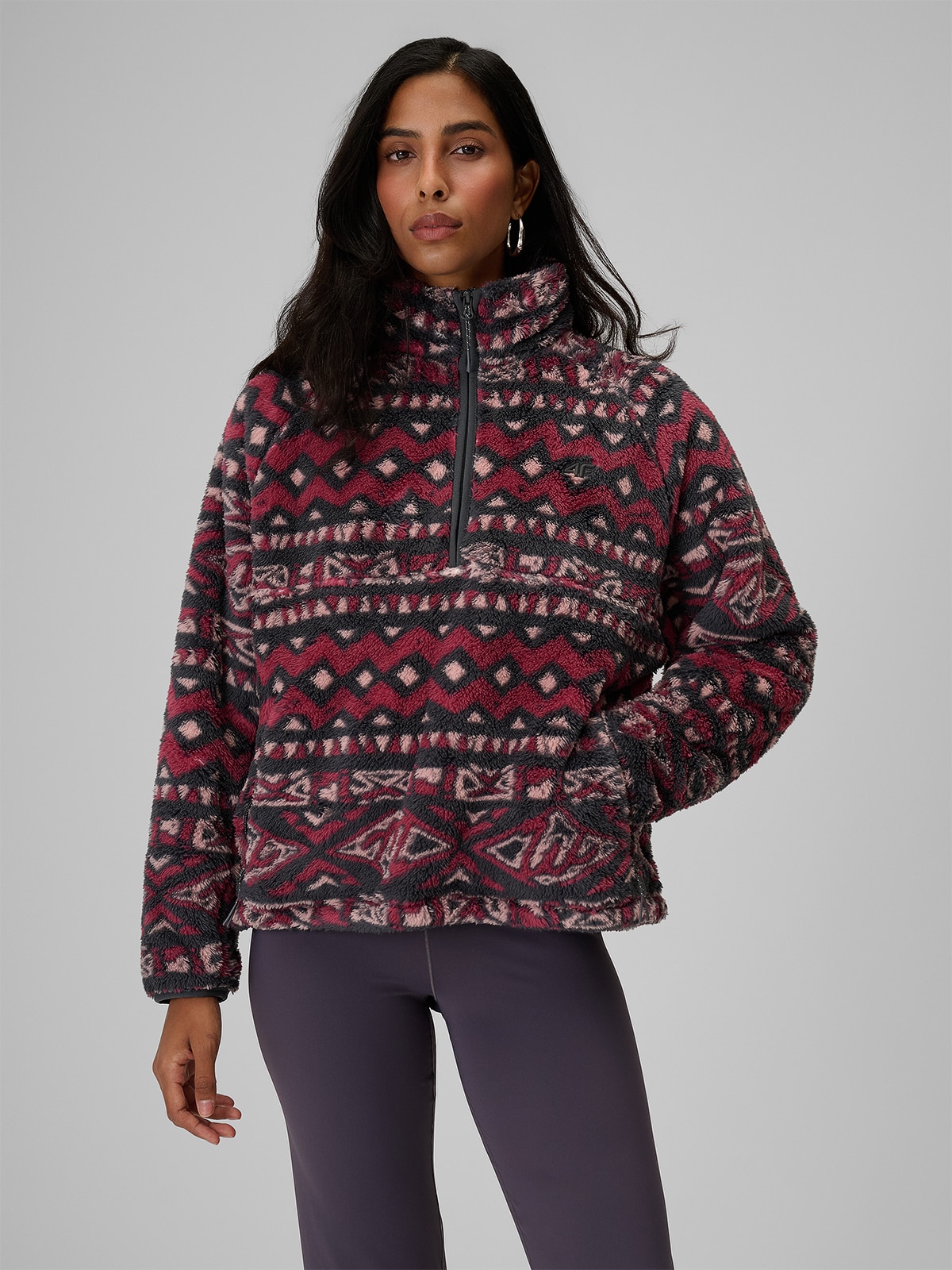 4F Polar ze stójką loose damski - multikolor XL