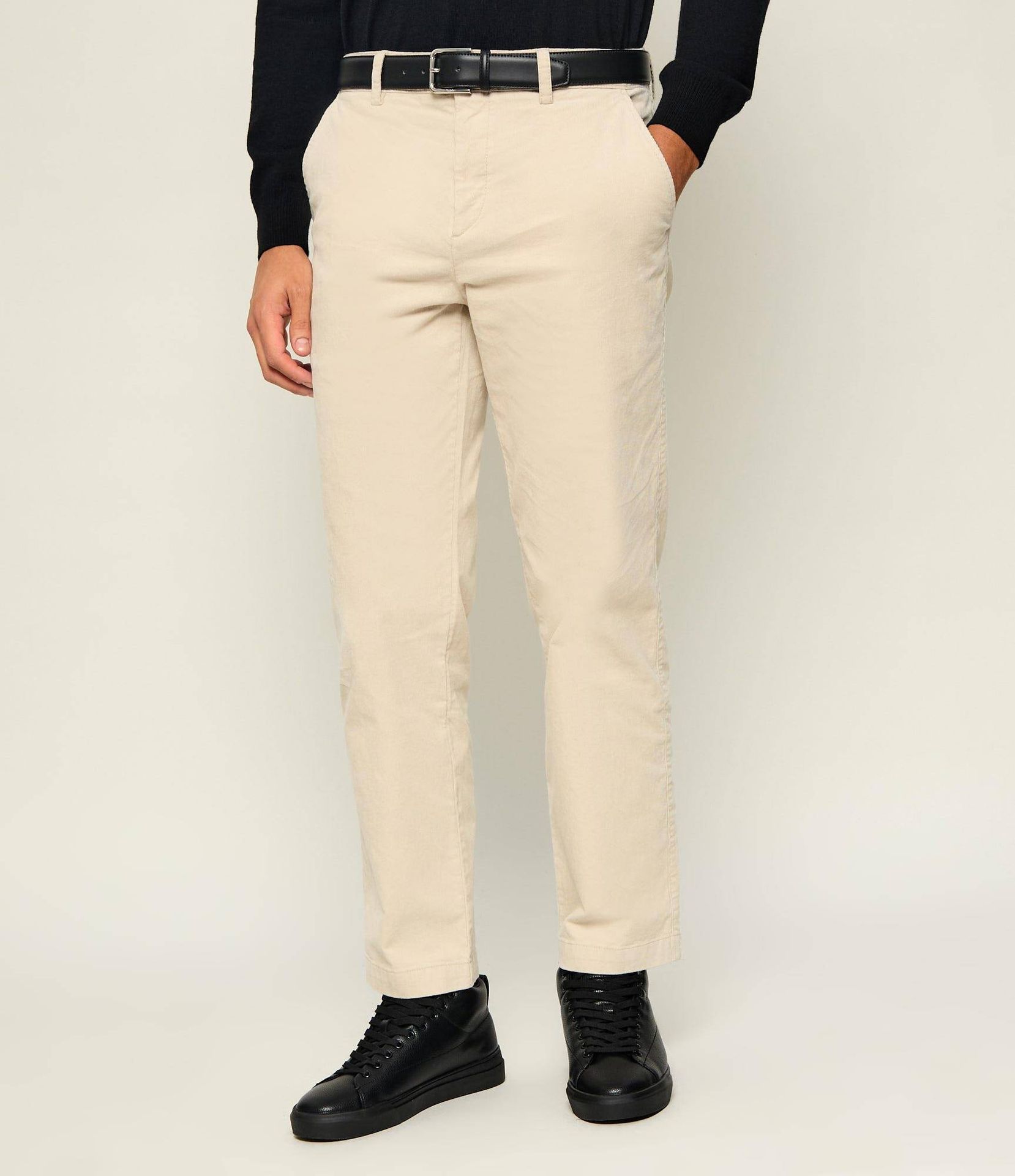 BOSS ORANGE Spodnie chino Keyes_Ds Straight fit sztruks