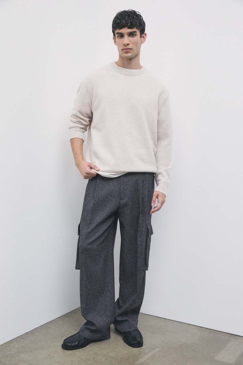 Oversize’owe spodnie cargo z mieszanki wiskozy