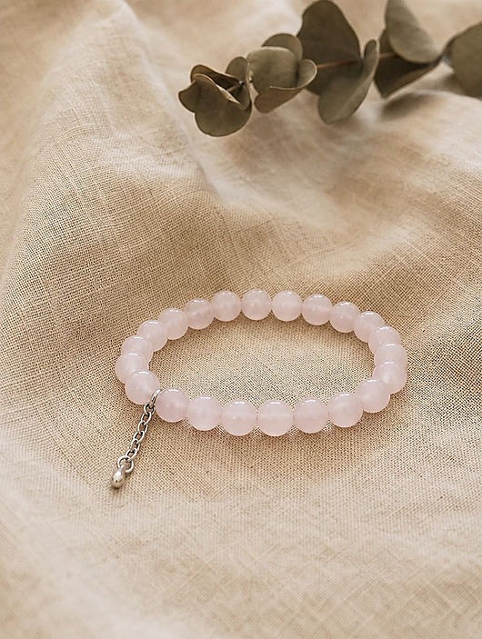 Bransoletka Pastel Pink, kwarc różowy i srebro 925
