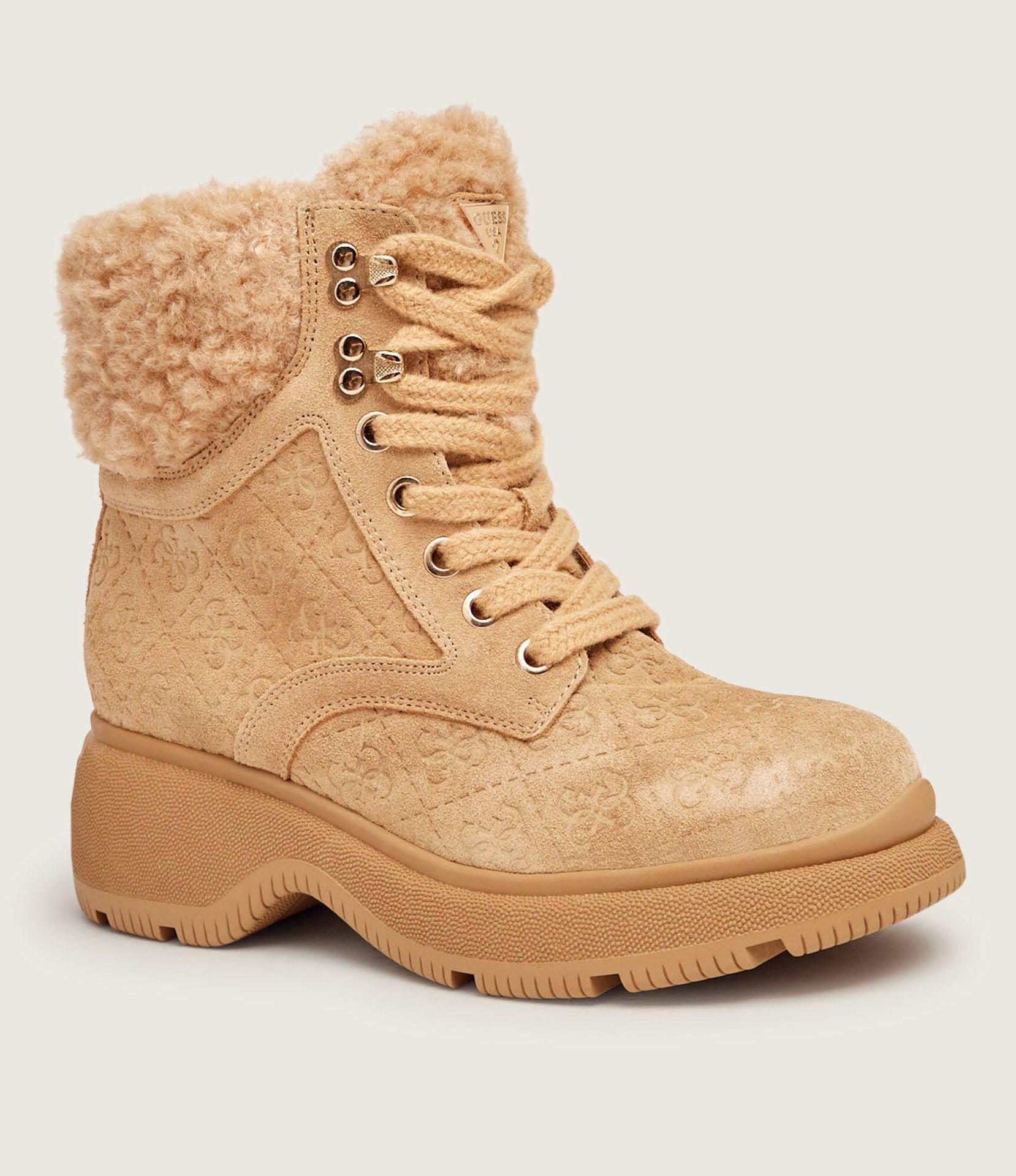 Guess Ocieplane Botki Vikki| shearling zamsz