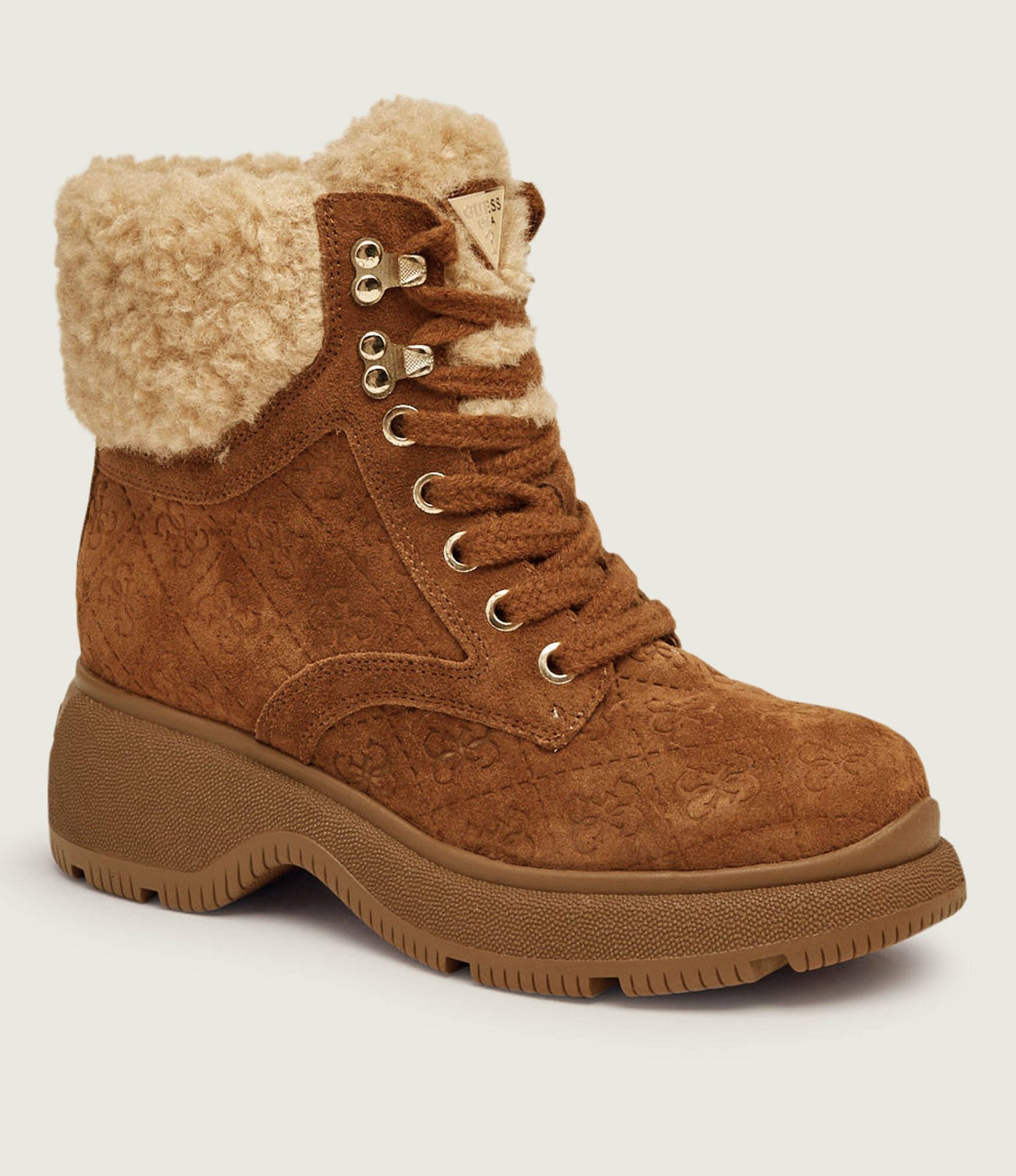 Guess Ocieplane Botki Vikki| shearling zamsz