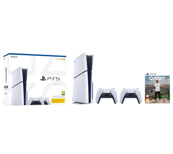 Sony PlayStation 5 Slim E Chassis PS5 1TB z napędem Dodatkowy Pad Bundle + EA SPORTS FC 27