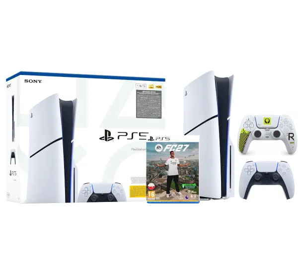 Sony PlayStation 5 Slim E Chassis PS5 1TB z napędem + Dodatkowy pad Marathon + EA SPORTS FC 27