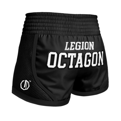 Octagon Spodenki Kickboxing/Muay Thai Legion Kevlar PREMIUM Black/White