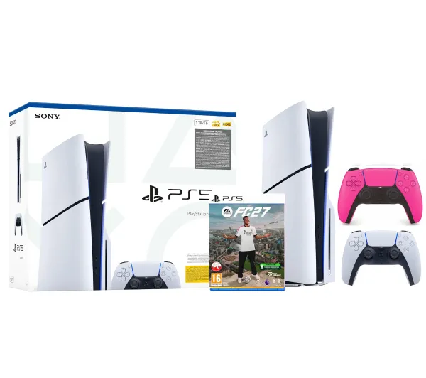 Sony PlayStation 5 Slim E Chassis PS5 1TB z napędem + Dodatkowy pad Różowy + EA SPORTS FC 27
