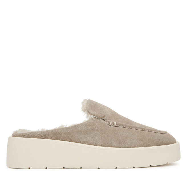 Klapki Calvin Klein Flatform Mule Suede Wl HW0HW03182 Beżowy