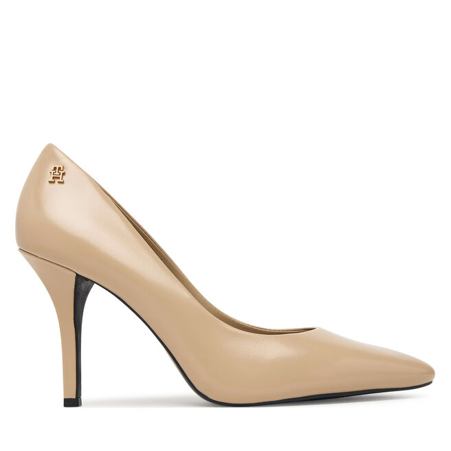 Szpilki Tommy Hilfiger High Heel Court Leather Shoe FW0FW09527 Beżowy