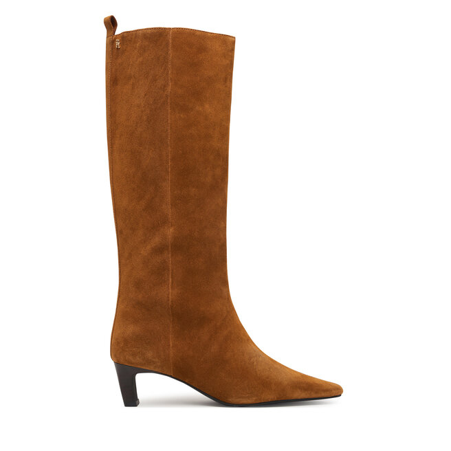 Kozaki Tommy Hilfiger Kitten Heel Suede High Boot FW0FW09655 Brązowy jasny