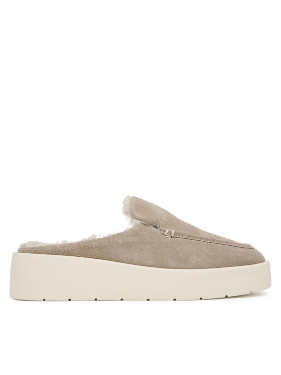 Calvin Klein Klapki Flatform Mule Suede Wl HW0HW03182 Beżowy