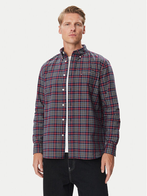 Tommy Hilfiger Koszula Oxford Tartan MW0MW44620 Granatowy Regular Fit