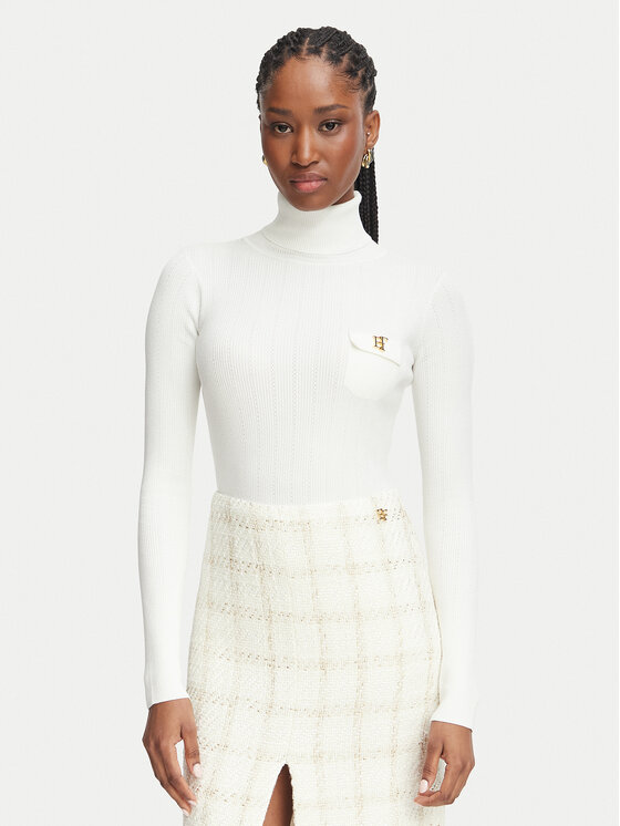 Elisabetta Franchi Golf MK-05B-66E2-V350 Biały Slim Fit