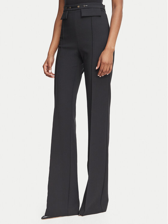 Elisabetta Franchi Spodnie materiałowe PA-196-66E2-V360 Czarny Palazzo Fit