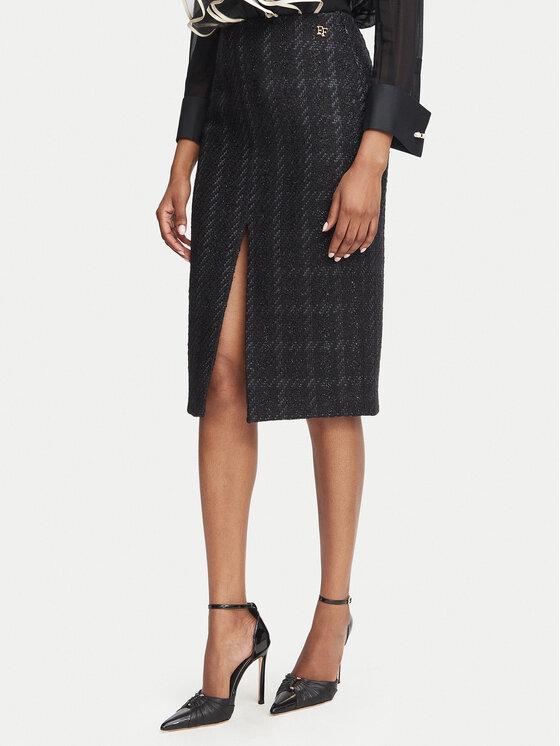 Elisabetta Franchi Spódnica ołówkowa GO-232-67E2-V440 Czarny Regular Fit