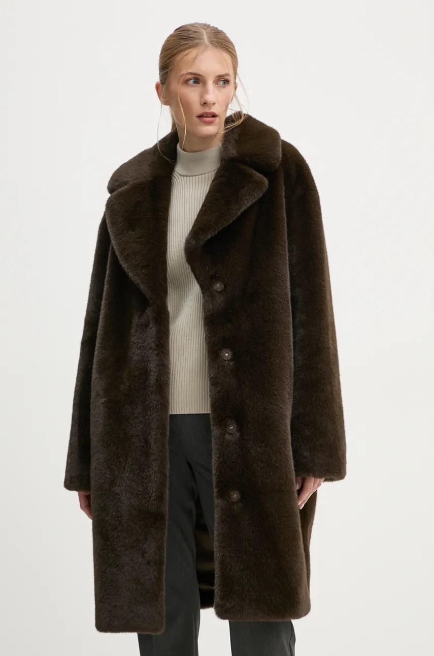 Stand Studio Camille Cocoon Coat płaszcz ze sztucznego futra damski
