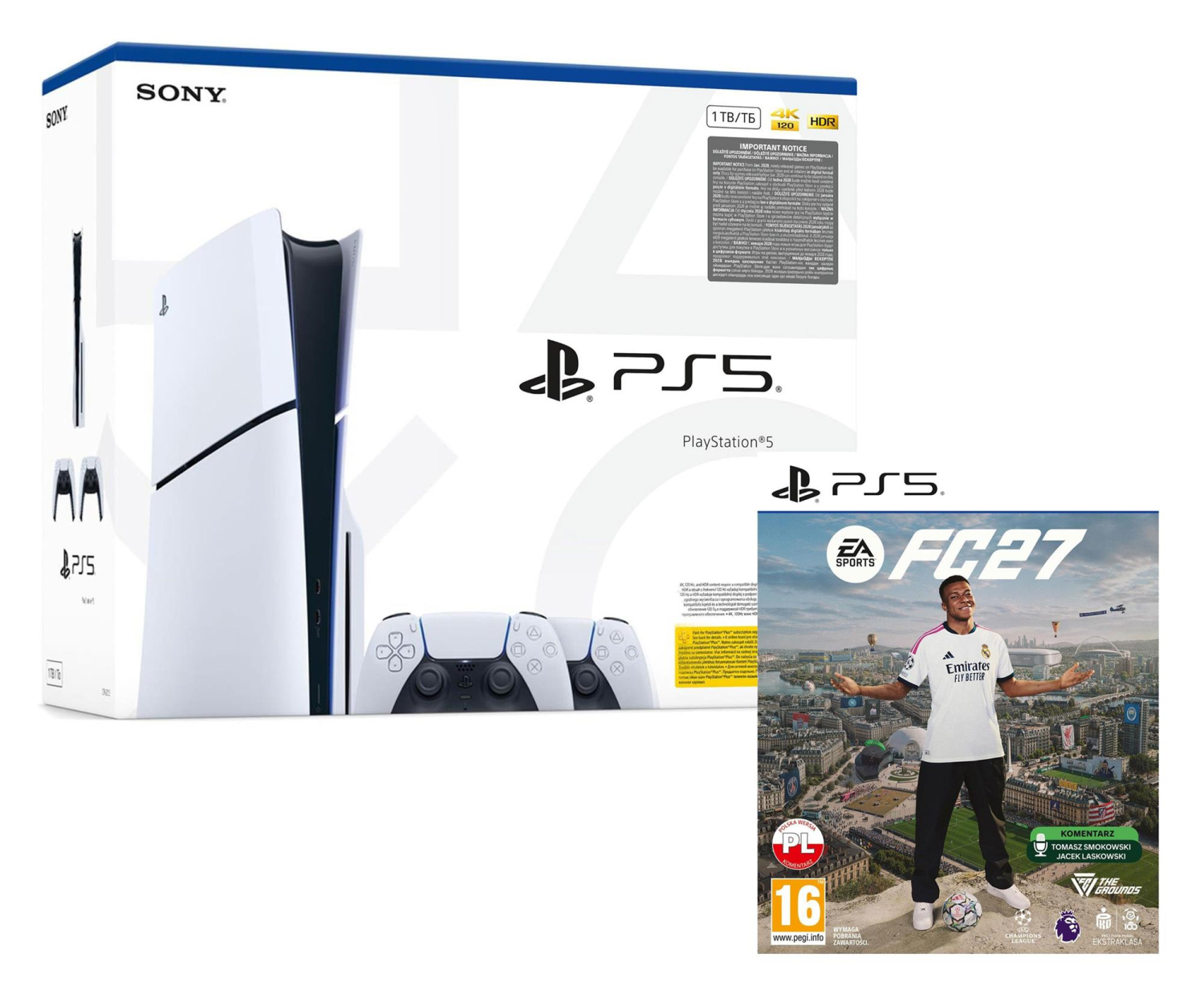 Sony PlayStation 5 Slim + DualSense White + EA Sports FC 27
