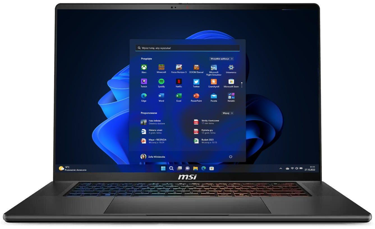 MSI Stealth 16 AI+ B3WGX-044PL, Intel Core Ultra 9 386H, 16″ OLED WQXGA, 16 GB RAM, 1 TB SSD, GeForce RTX 5070, Windows 11 Pro