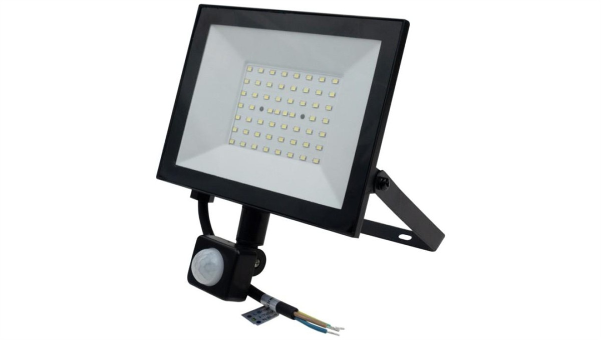 ECO LIGHT Naświetlacz projektor LED PIR NL-3 50W 4500lm 4000K czarny IP54 z czujnikiem EC61480