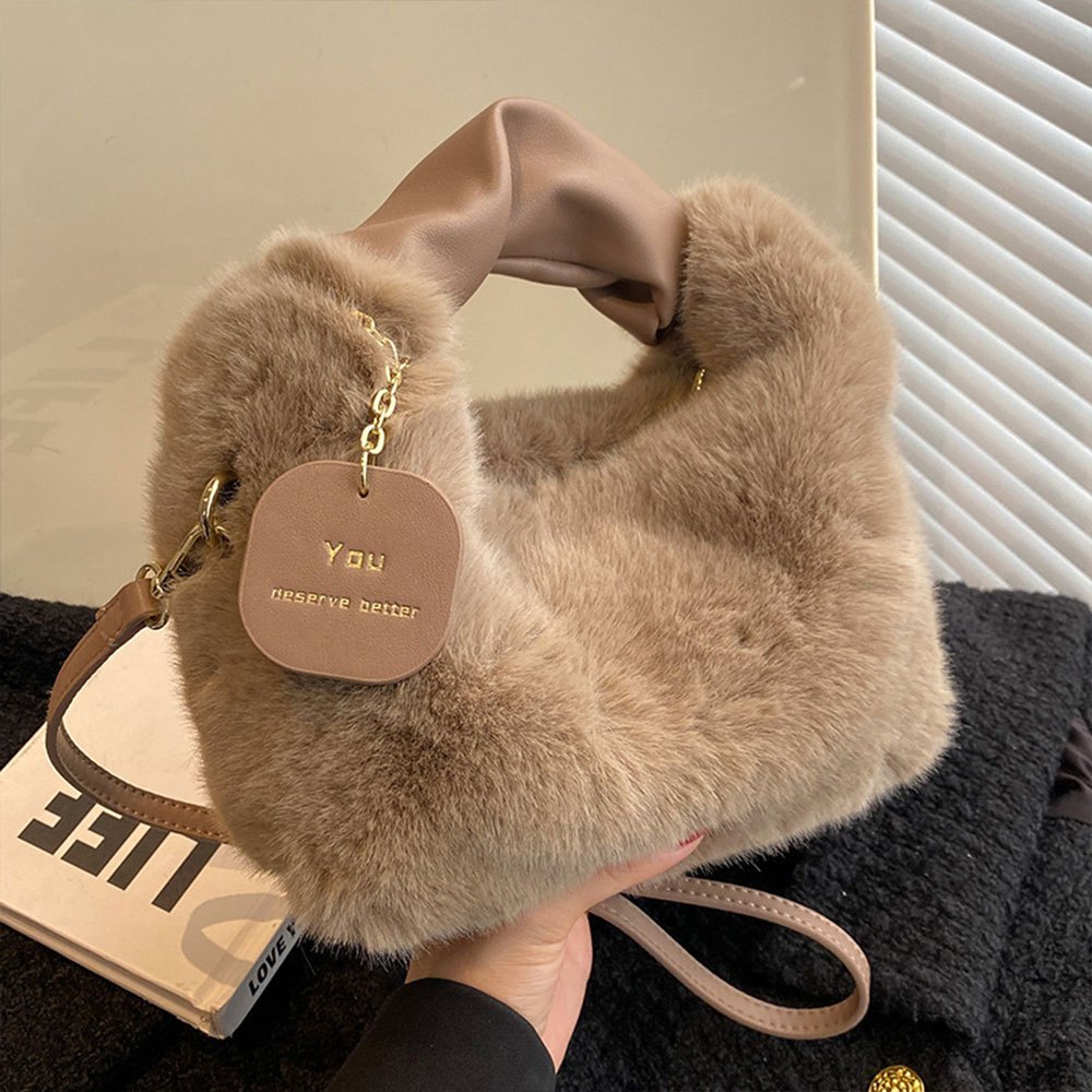 TEMU Damska Torba Krzyżowa NYXIA Vintage Pluszowa – Elegancka Torba z Dużą Pojemnością, Pasek, Zamek Błyskawiczny, Nylon i Miękka, Od Casual po