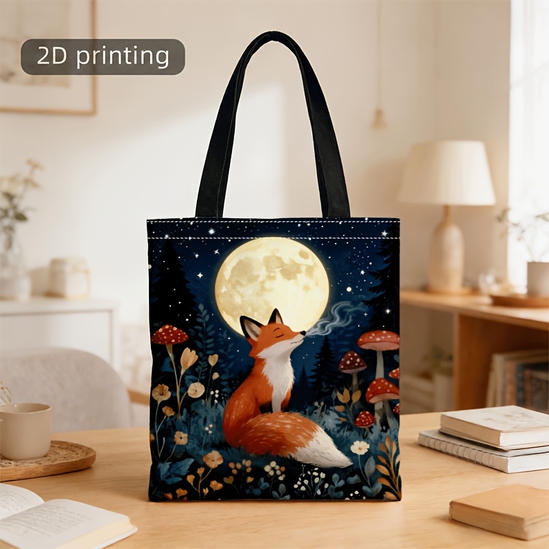 TEMU Torebka crossbody i torebka na ramię, odpowiednia zarówno dla kobiet, jak i mężczyzn, z nadrukiem ilustracji leśnego pod światłem księżyca,