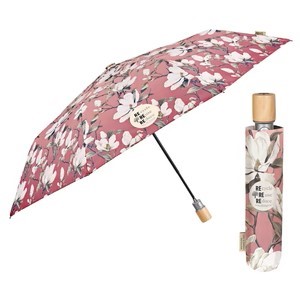 Parasol Damski Składany Automatyczny Różowy W Kwiaty Magnoli Do Torebki