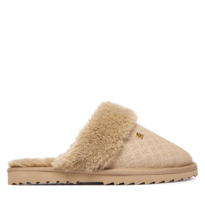Kapcie Tommy Hilfiger Th Premium Shearling Shoes FW0FW09947 Beżowy