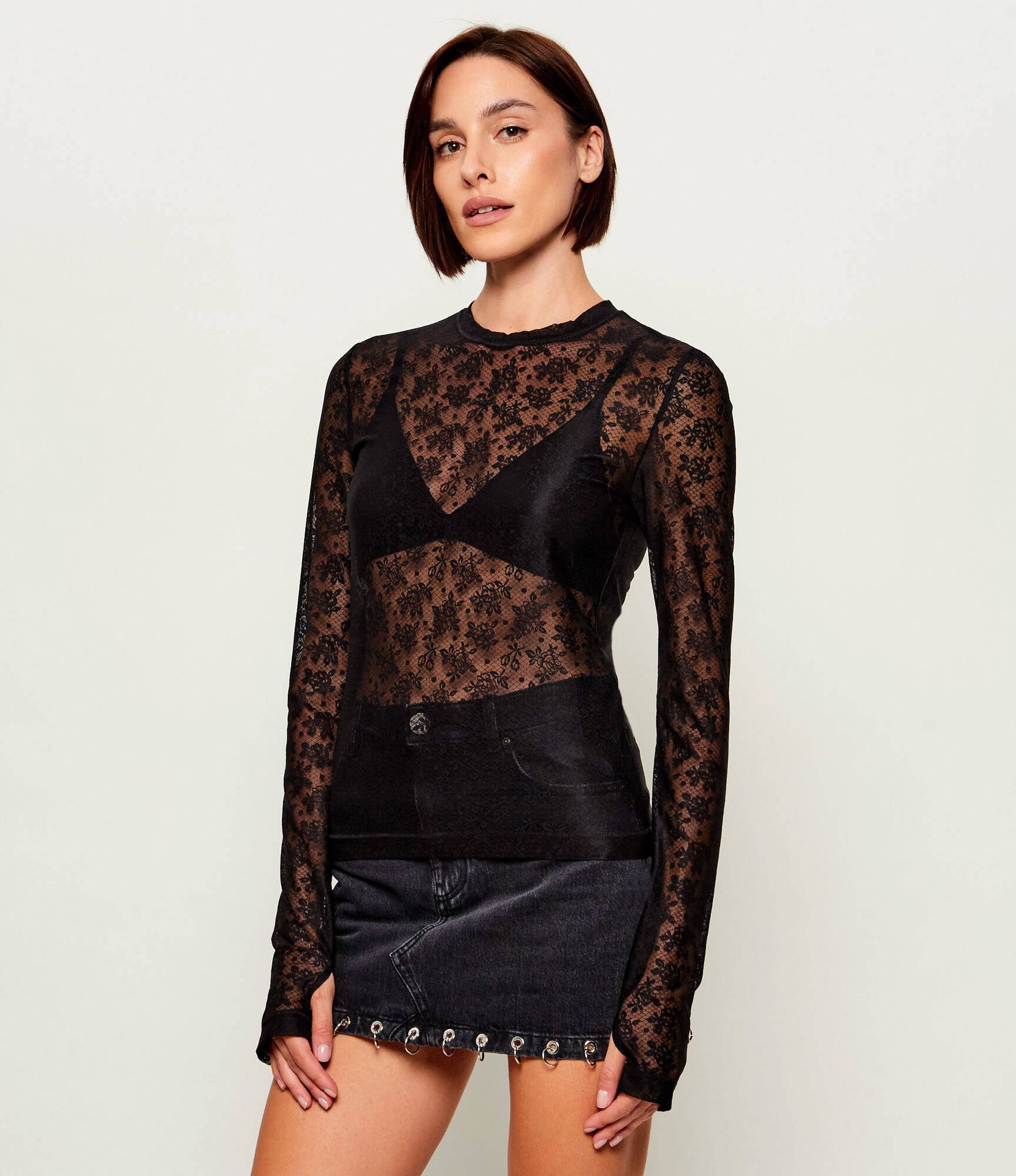 Pinko Koronkowa bluzka Casalferro Slim Fit