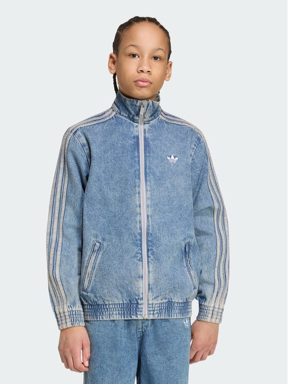 adidas Kurtka jeansowa Firebird Loose Denim Track Top KR6530 Niebieski Regular Fit