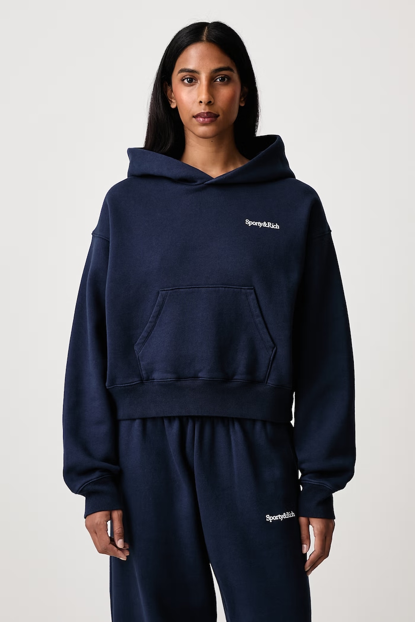 Sporty & Rich Serif Logo bluza z kapturem bawełniana damska