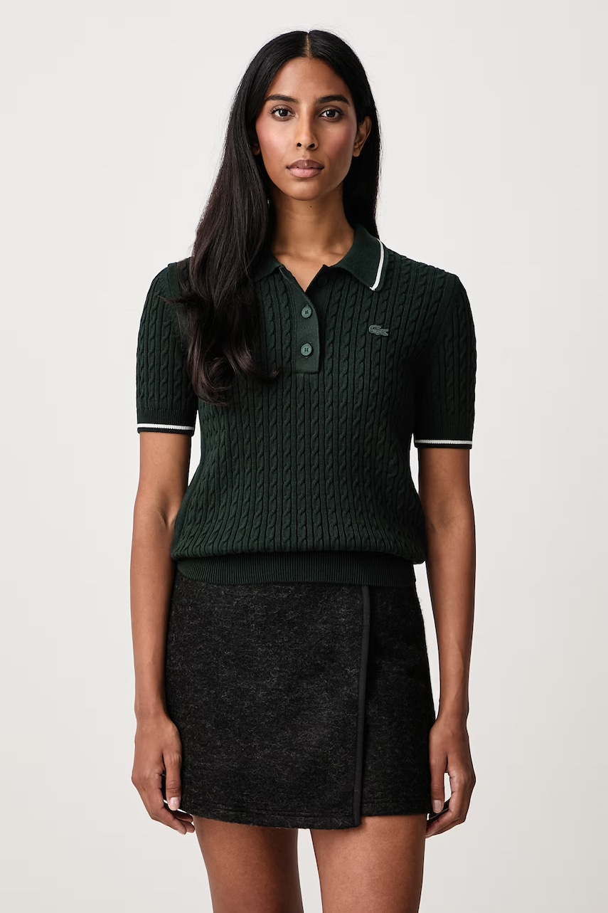 Lacoste sweter z krótkim rękawem z bawełną damski