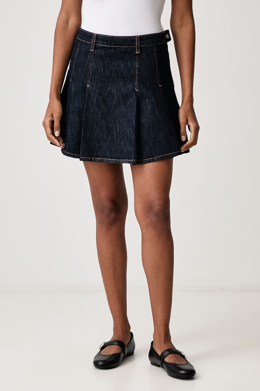 Lacoste spódnica plisowana jeansowa