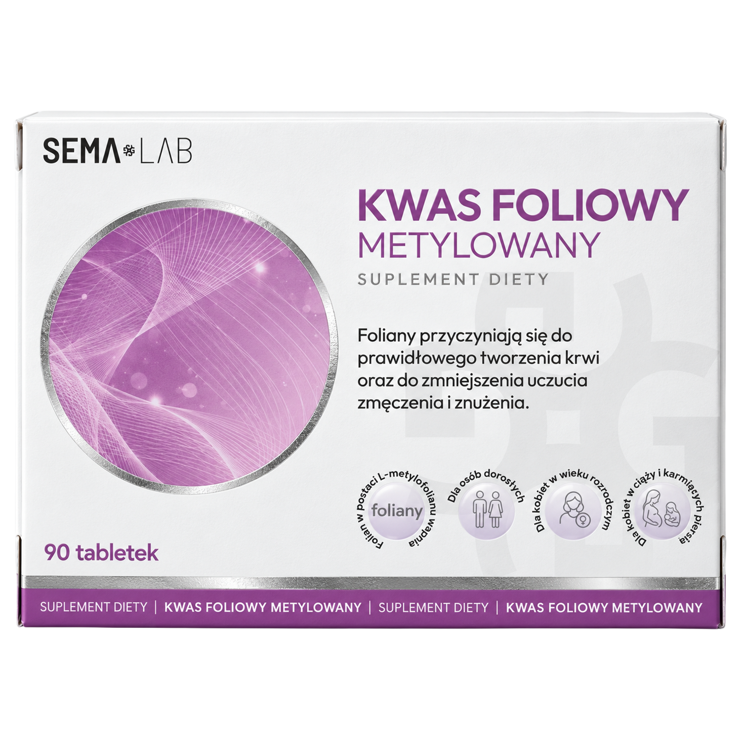 SEMA Lab Kwas Foliowy metylowany, 90 tabletek