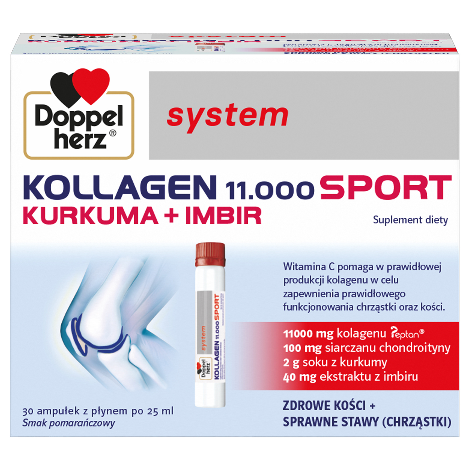 Doppelherz system Kollagen 11000 Sport Kurkuma + Imbir, 25 ml x 30 ampułek