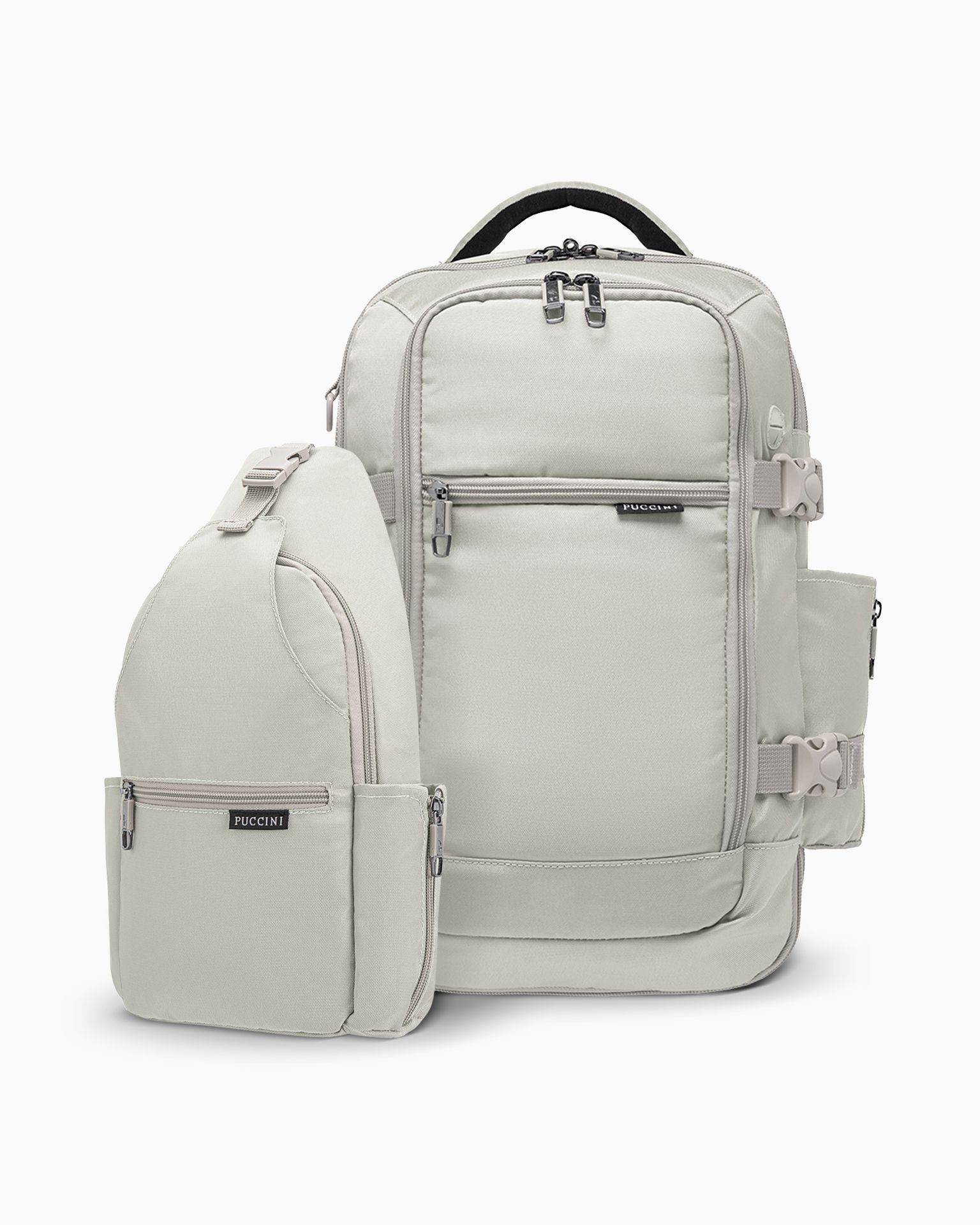 Zestaw plecak wielofunkcyjny do samolotu + sling bag beżowy