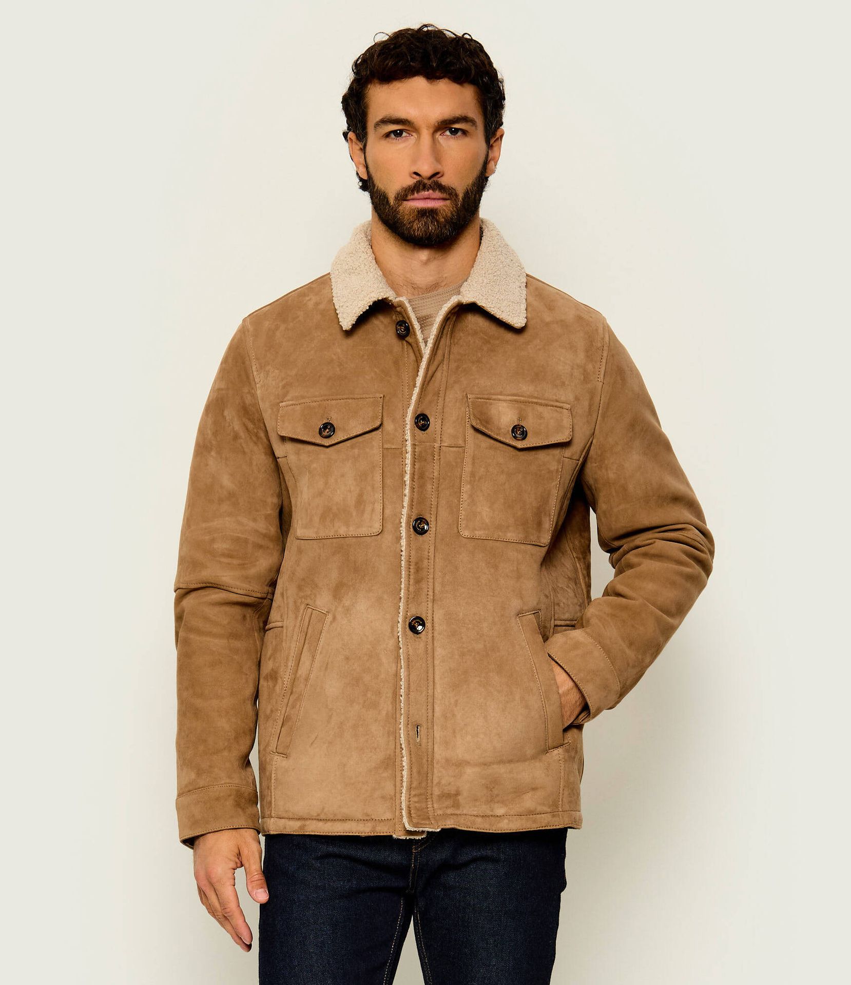 Milestone Skórzany kożuch Palermo Regular Fit shearling