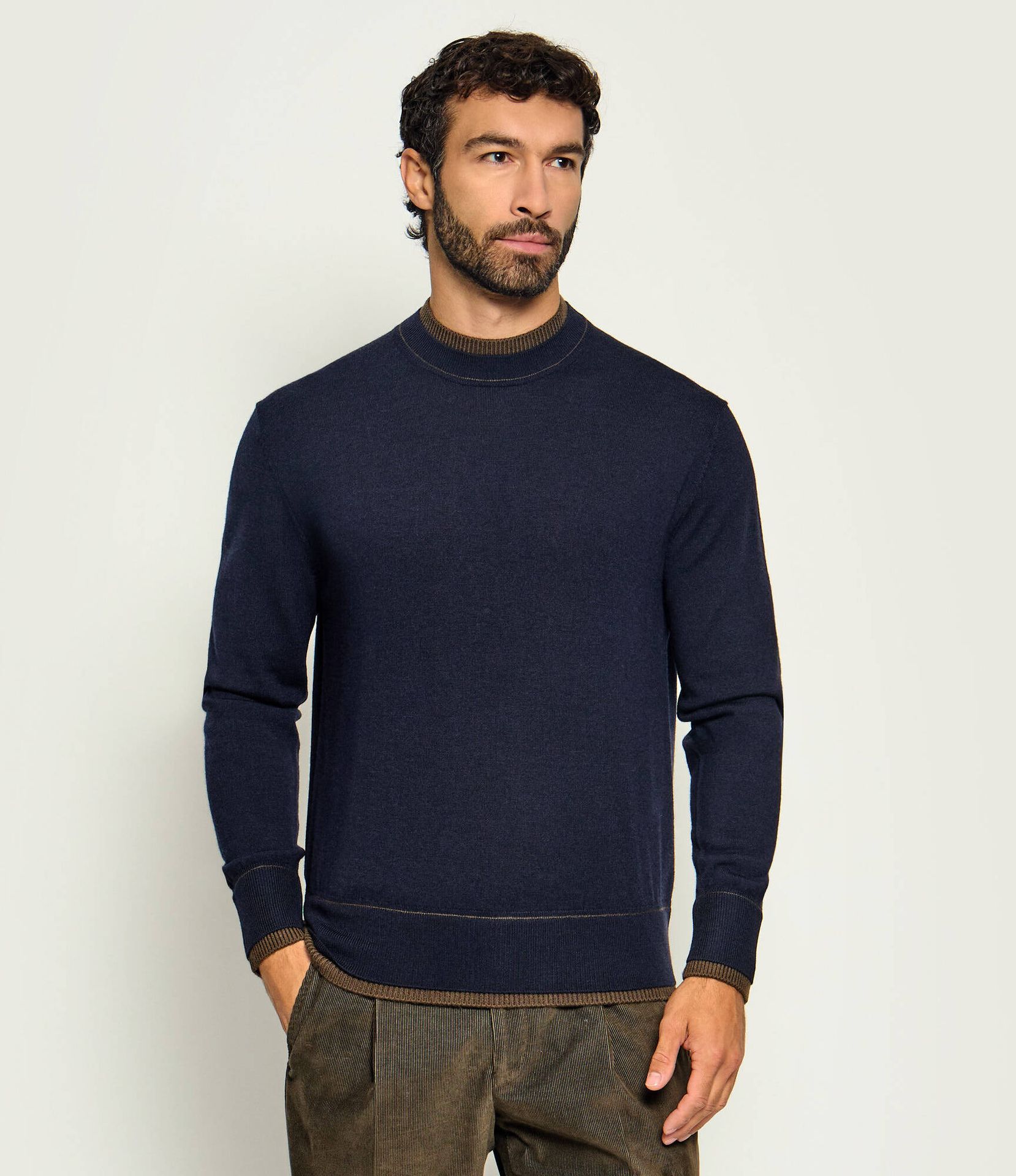 PAOLO PECORA Wełniany półgolf Slim Fit