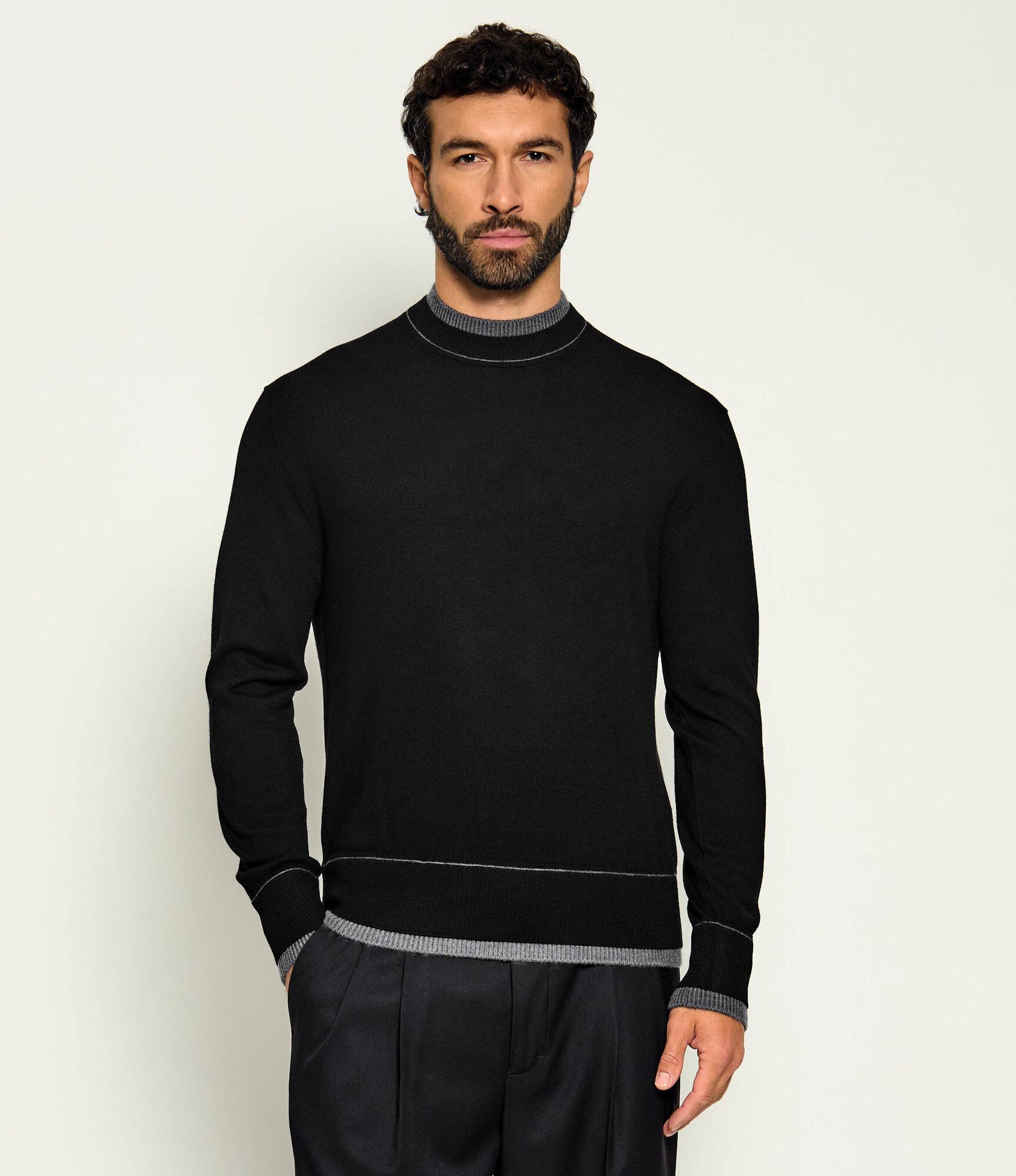 PAOLO PECORA Wełniany półgolf Slim Fit