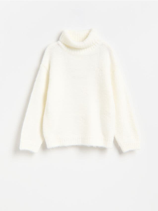 Reserved - Sweter z golfem - złamana biel