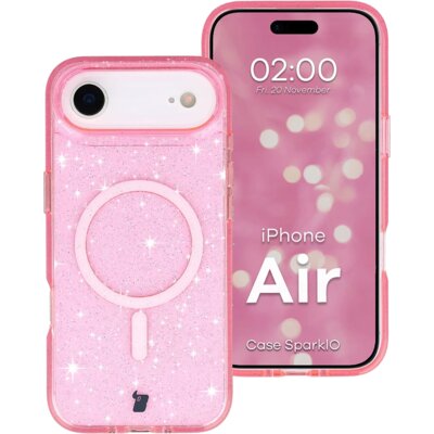 BIZON Etui Case SparklO MagSafe do Apple iPhone Air Przezroczysto-różowy