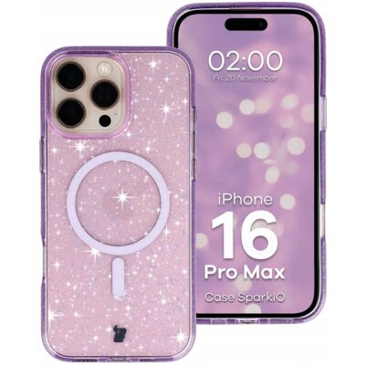 BIZON Etui Case SparklO MagSafe do Apple iPhone 16 Pro Max Przezroczysto-fioletowy