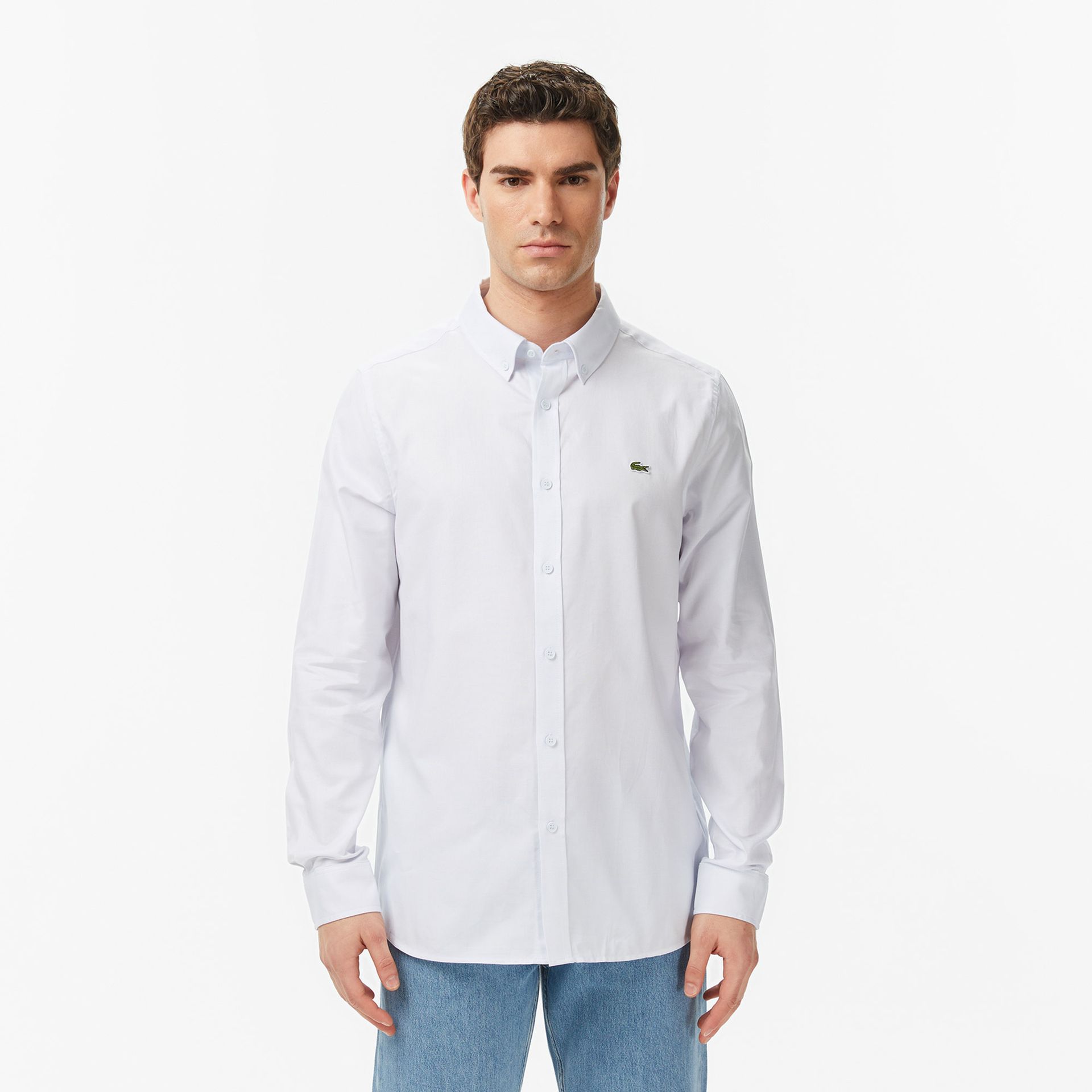 Lacoste Koszula Męska Button-Down Slim Fit Jasnoniebieska Niebieski