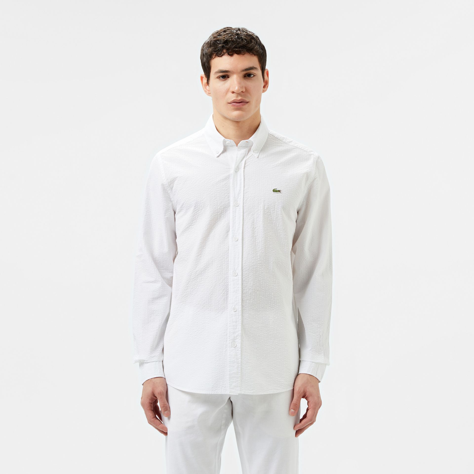 Lacoste Koszula Męska Button-Down Slim Fit Biała Biały