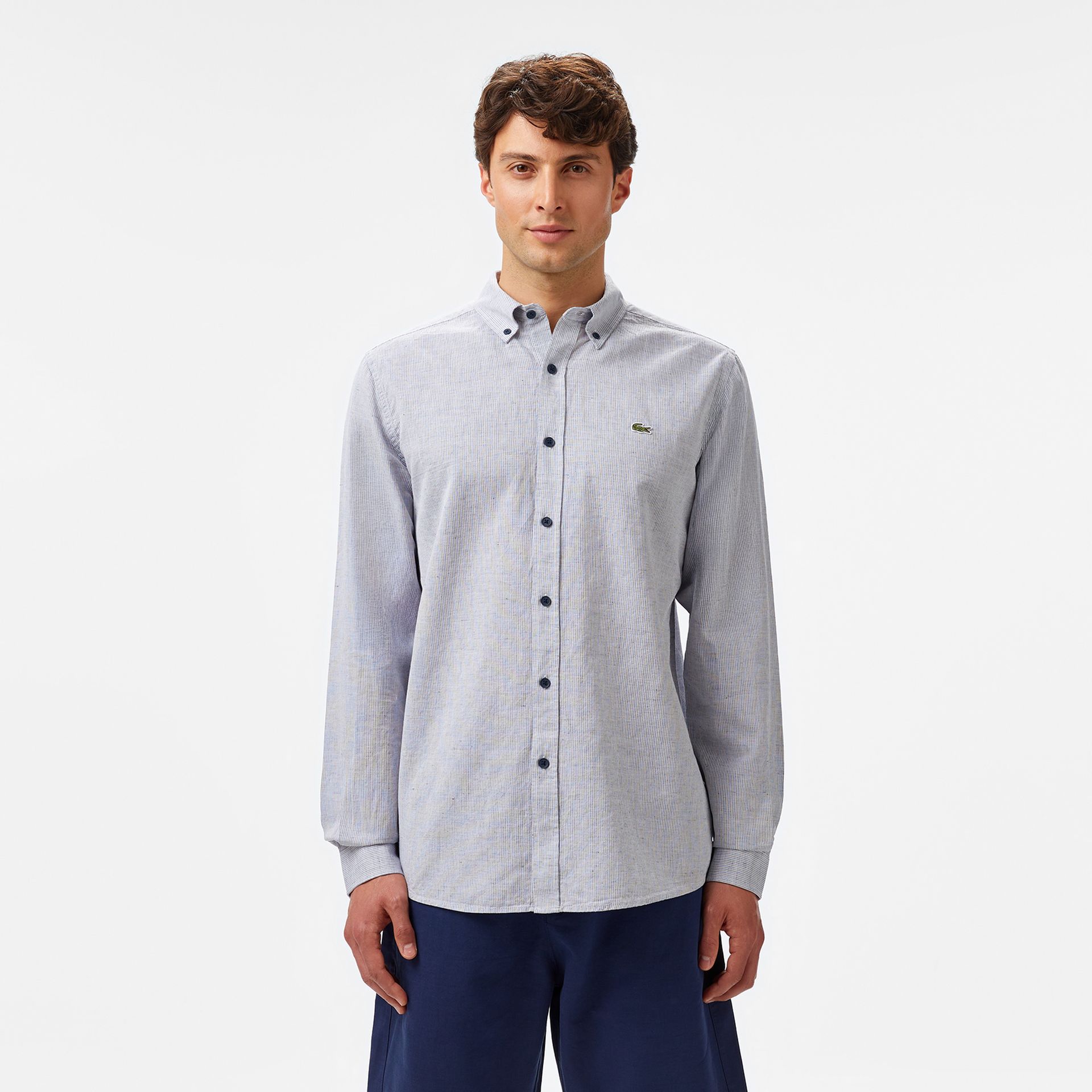 Lacoste Koszula Męska Button-Down Regular Fit Granatowa Granatowy